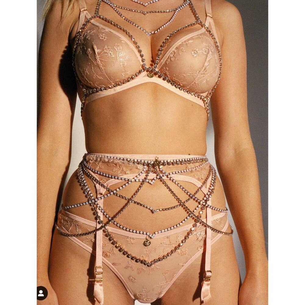 Agent Provocateur Zadi Peach Shimmer 34B/2 Set NWT - Picture 2 of 16